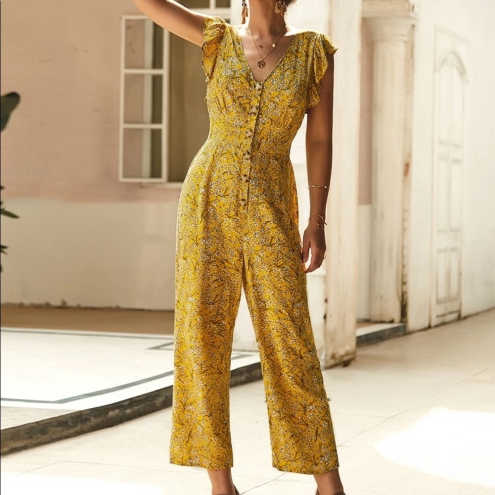 Yellow floral jumpsuit